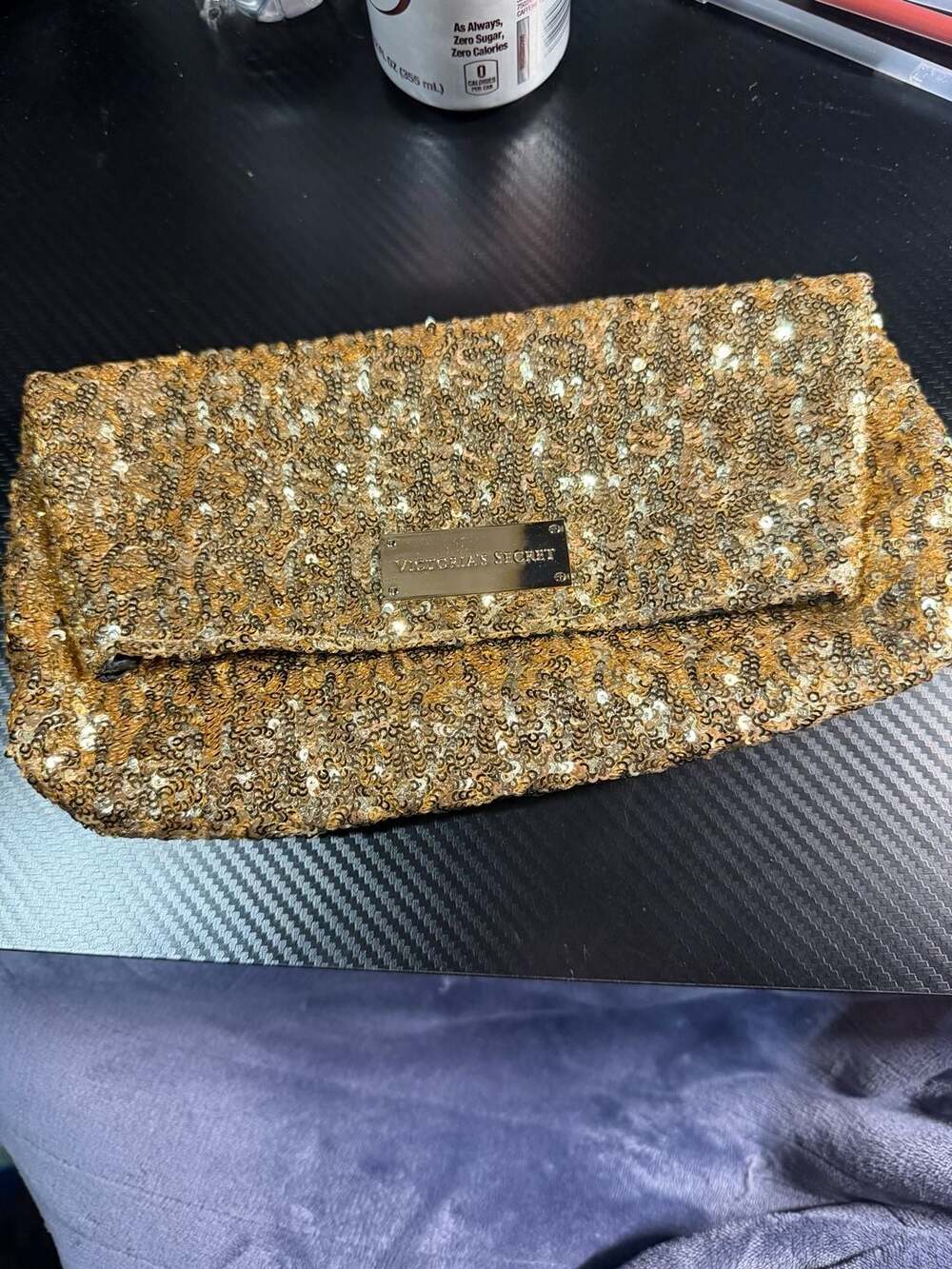 Victoria's Secret Gold Sequin Clutch Makeup Bag